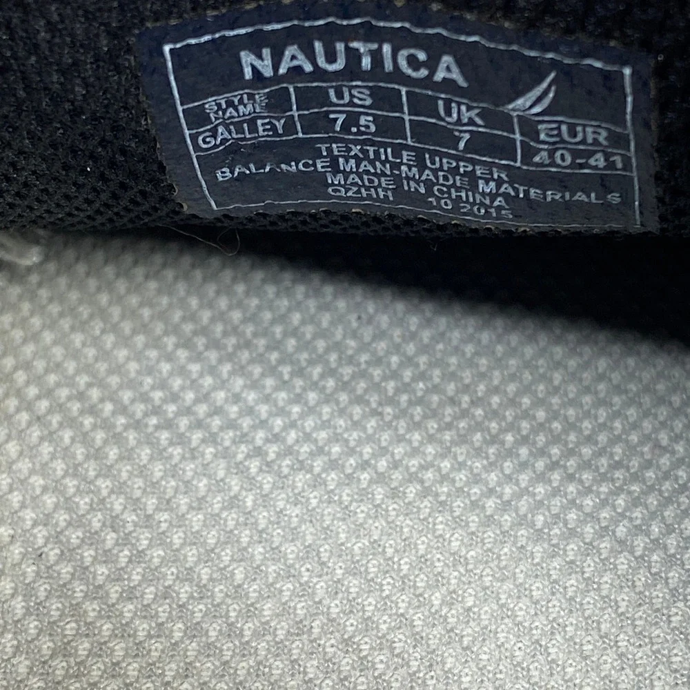 Nautica Galley Boat Shoes Mens 7.5 Black Canvas Lace Up Casual Sneakers